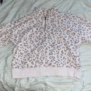 Leopard Print Cropped Quarter Zip